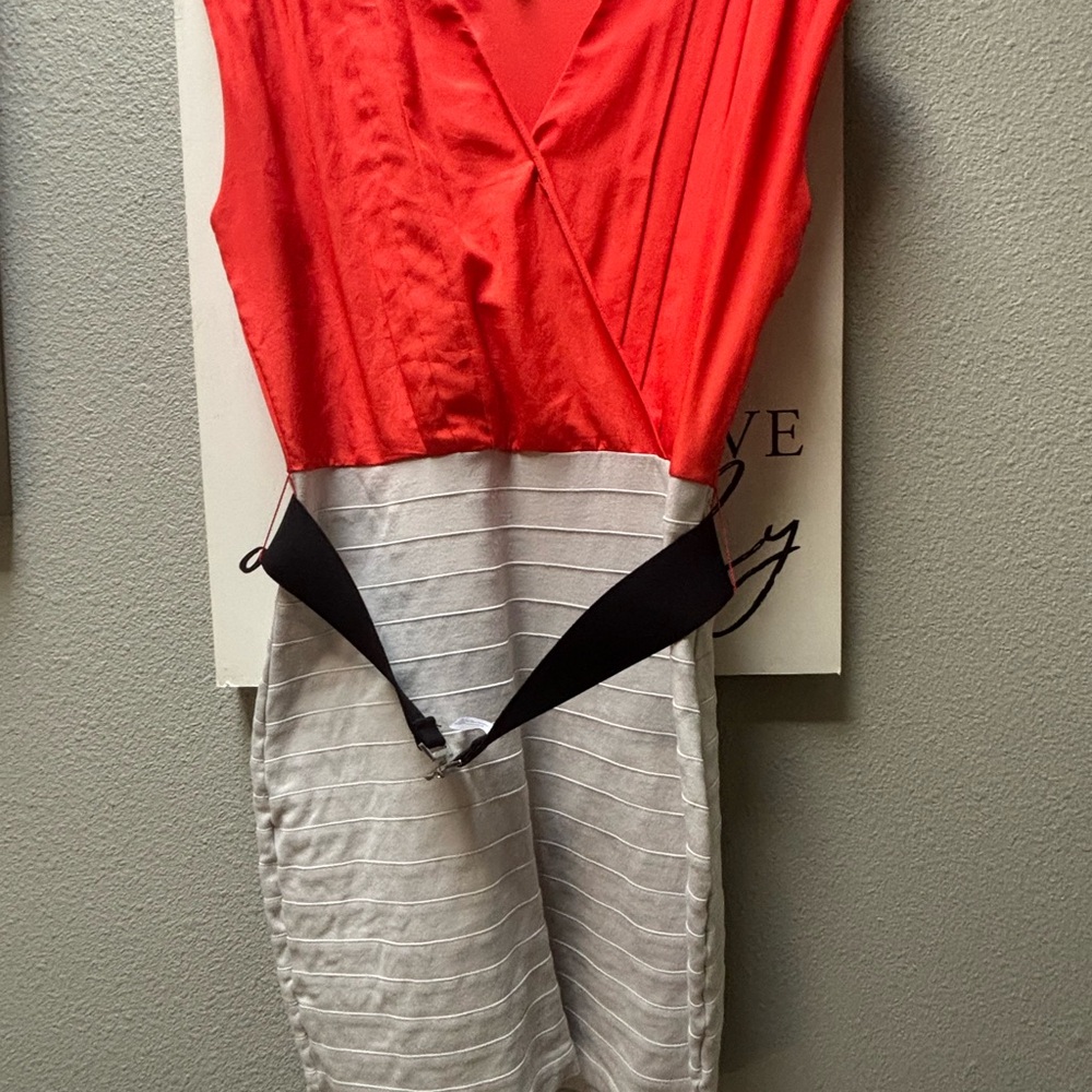 Coral and tan Sleeveless Dress